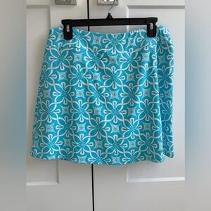 EUC Lulu-B Zip Pull-On Floral Geometric Design Skort with UPF-50+, Medium